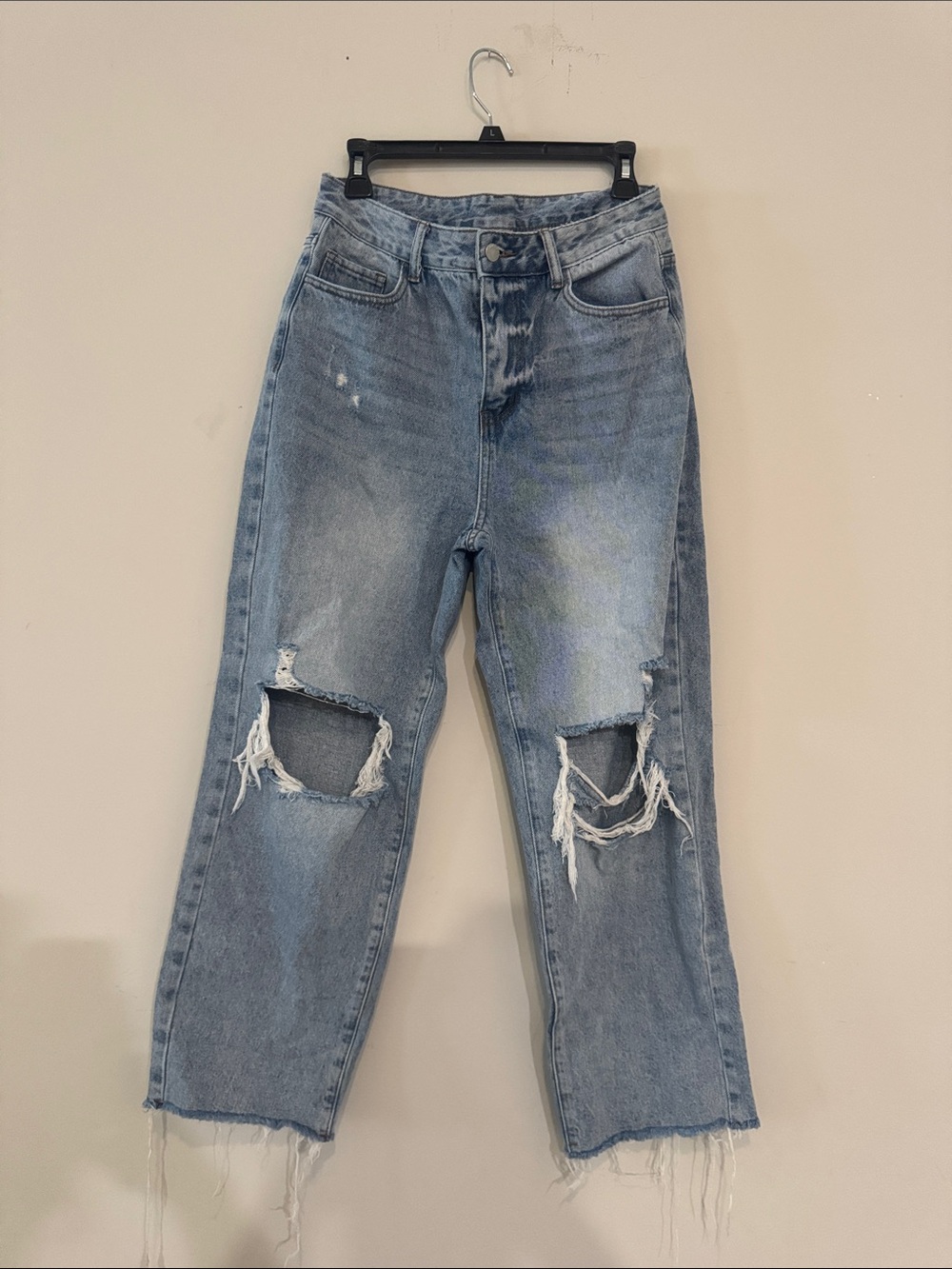 High-Waist Light Blue Distressed Women's Jeans